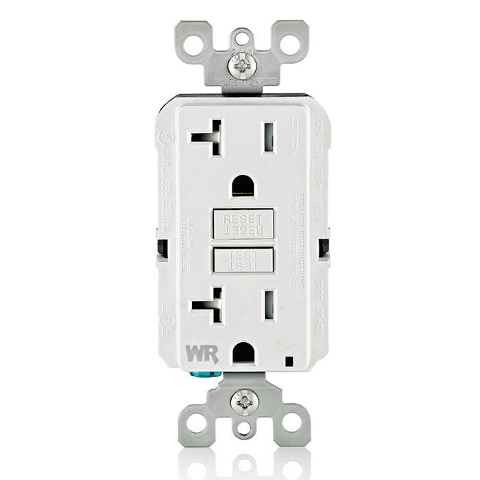 Leviton 20 Amp GFCI Weather-Resistant Outlet (GFTR-2W), Self Test, Tamper-Resistant with LED Indicator Light