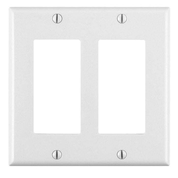 Leviton 2-Gang Decora/GFCI Device Wallplate, Standard Size, Thermoplastic Nylon, White (80409-NW)