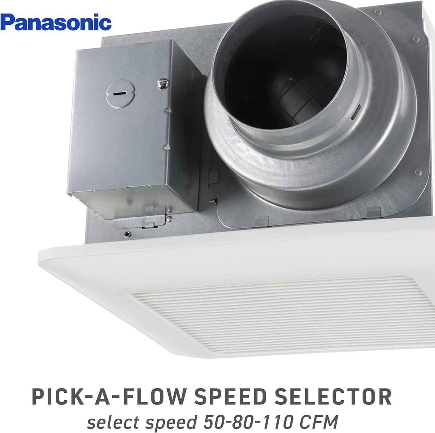 FV0511VQ1 PANASONIC BATHROOM FAN 50-80-100 CFM 4 IN MULTI-SPEED 0.3 SONE FLEX-Z BRACKET WHISPERCEILING DC