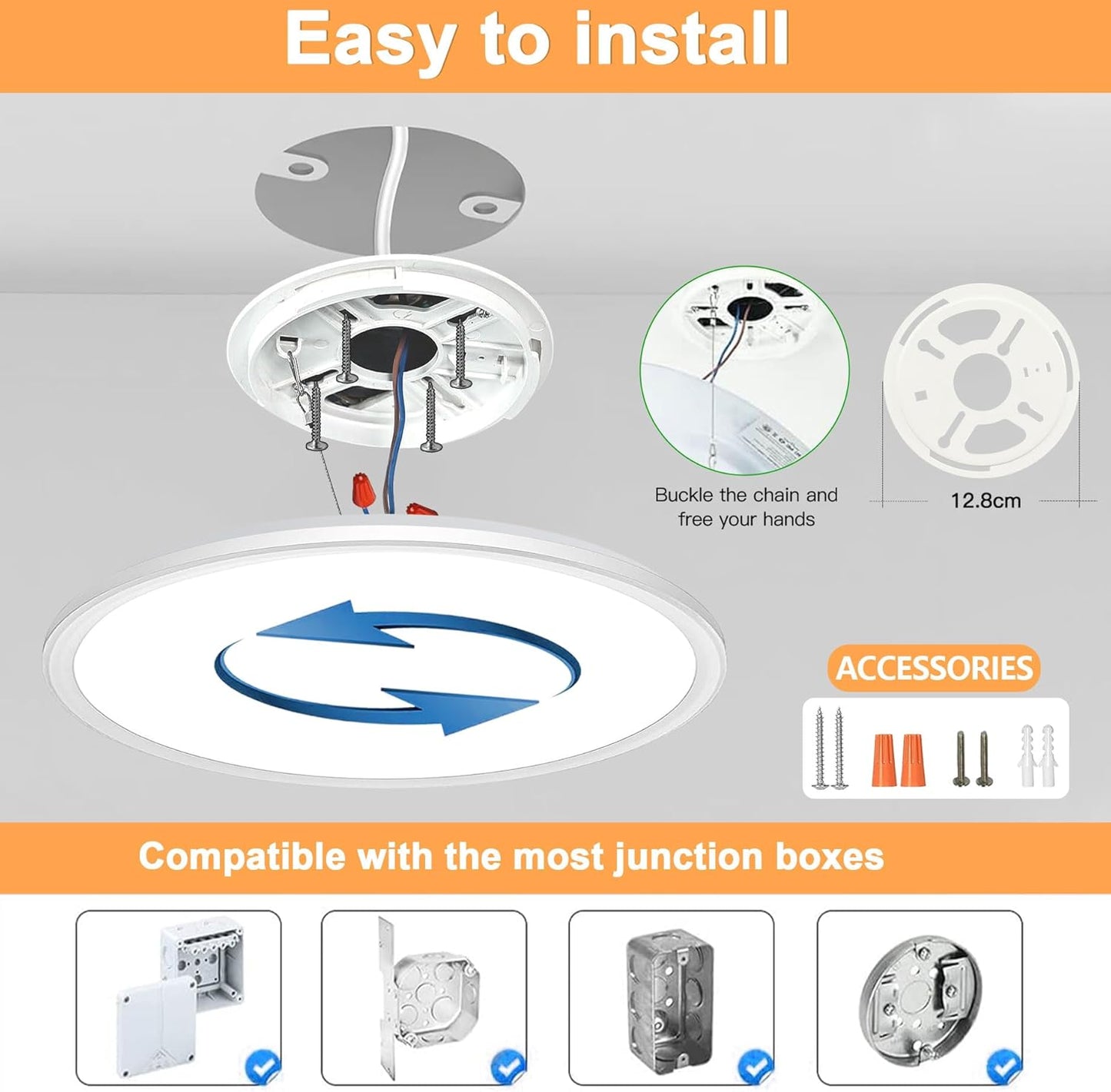 5/7/9/12/15in Dimmable ETL LED Flush Mount Ceiling Light Low Profile Ultra-Thin Round Panel Light for Kitchen Living Dining