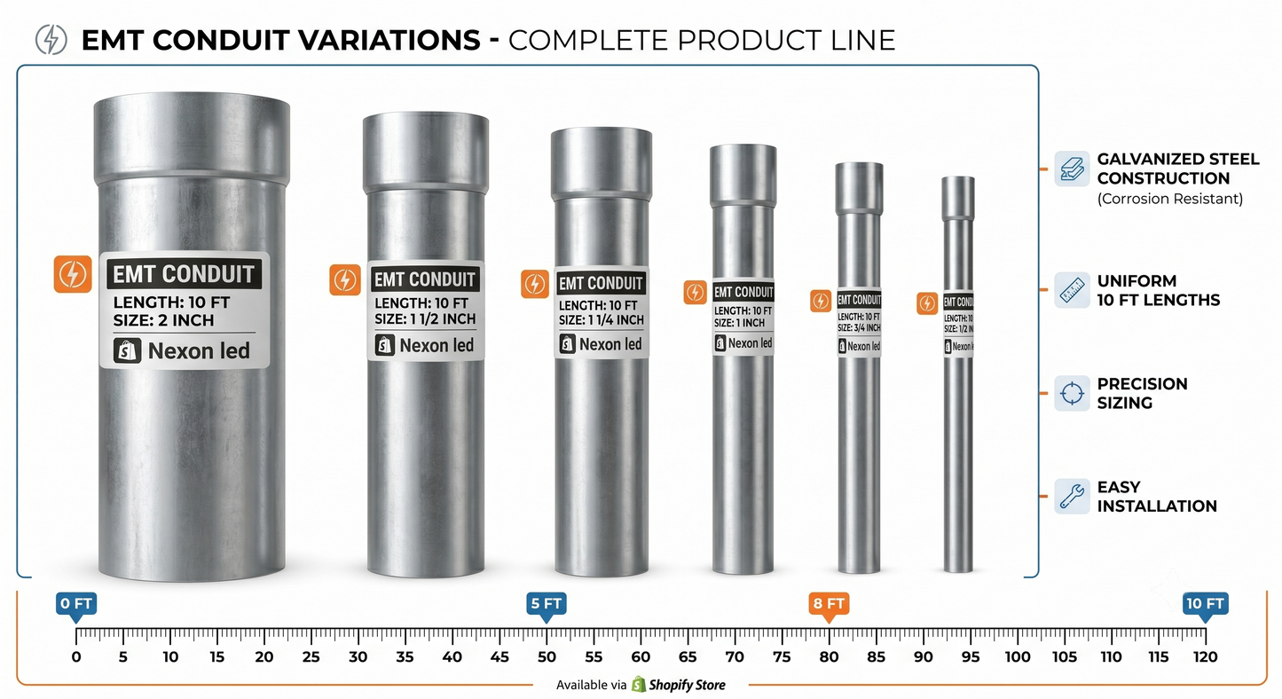 EMT Conduit 10 ft length -Different Sizes