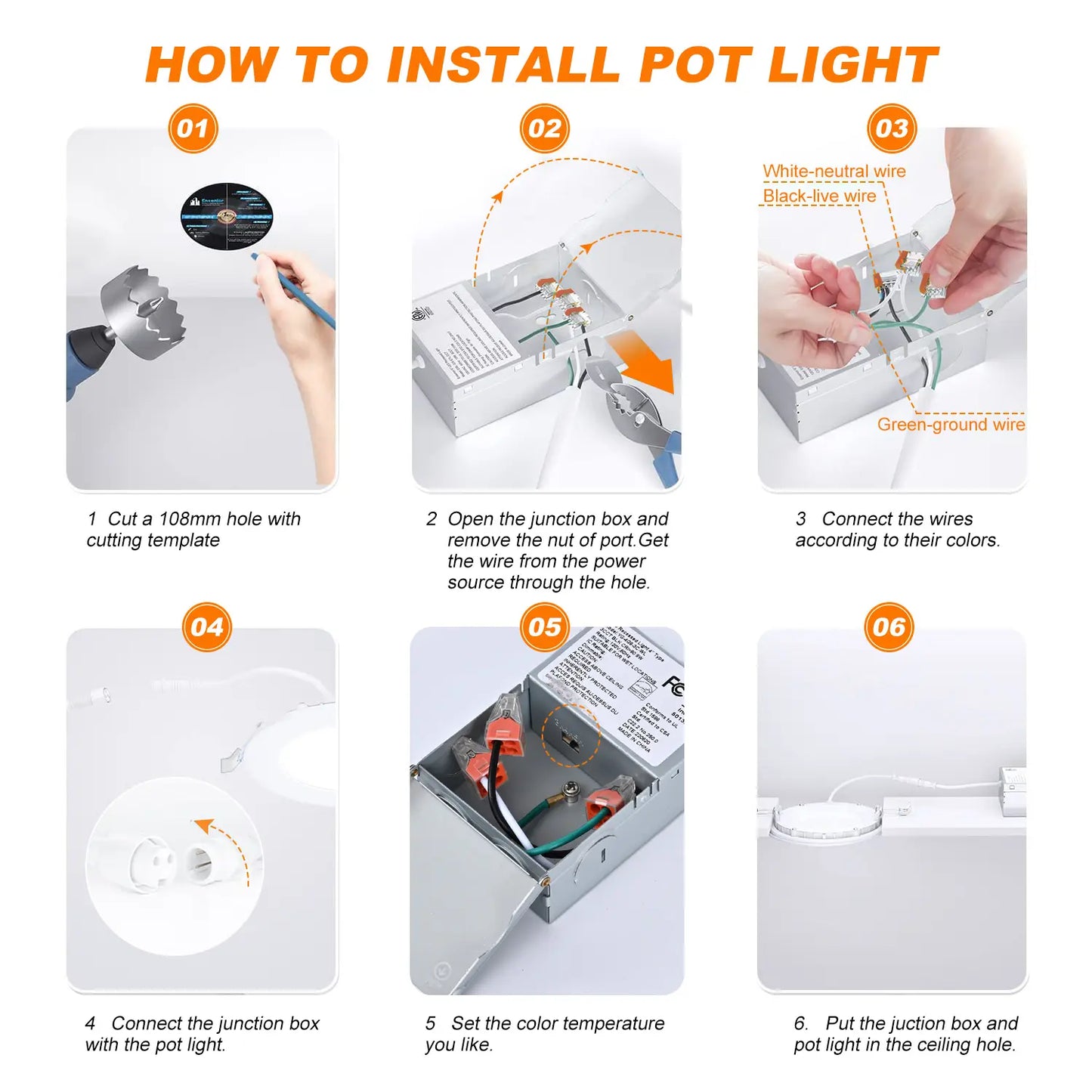 5CCT LED Recessed Slim Light 4 Inch 9W Dimmable 810LM LED Downlight