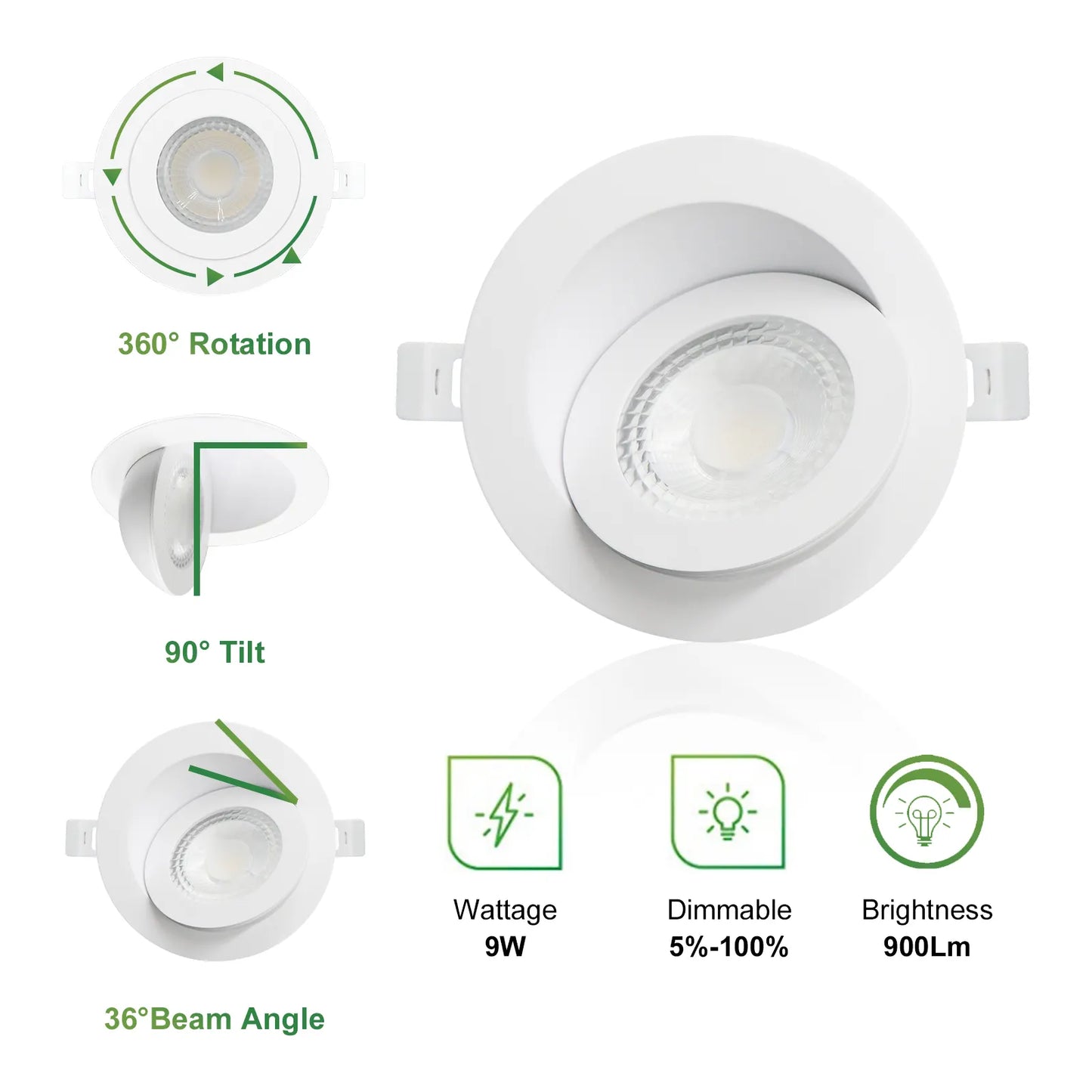 Slim Gimbal 360 degree 4″ Round 9W 810LM Dimmable 5CCT