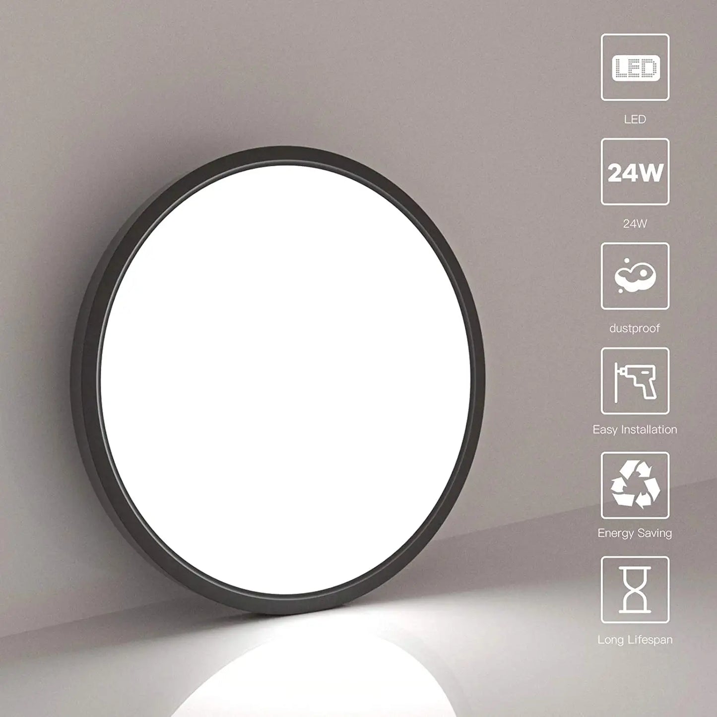 5/7/9/12/15in Dimmable ETL LED Flush Mount Ceiling Light Low Profile Ultra-Thin Round Panel Light for Kitchen Living Dining