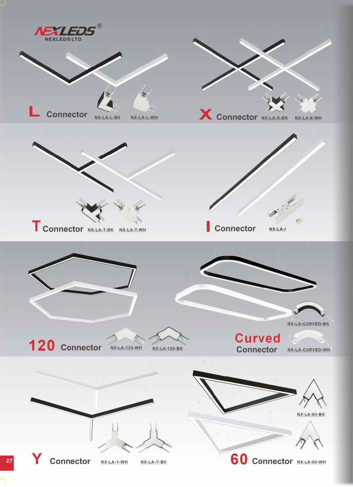 NEXLED LED Architectural Strip Light 4CCT, Selectable Wattage, Linear Suspension (cUL, DLC)