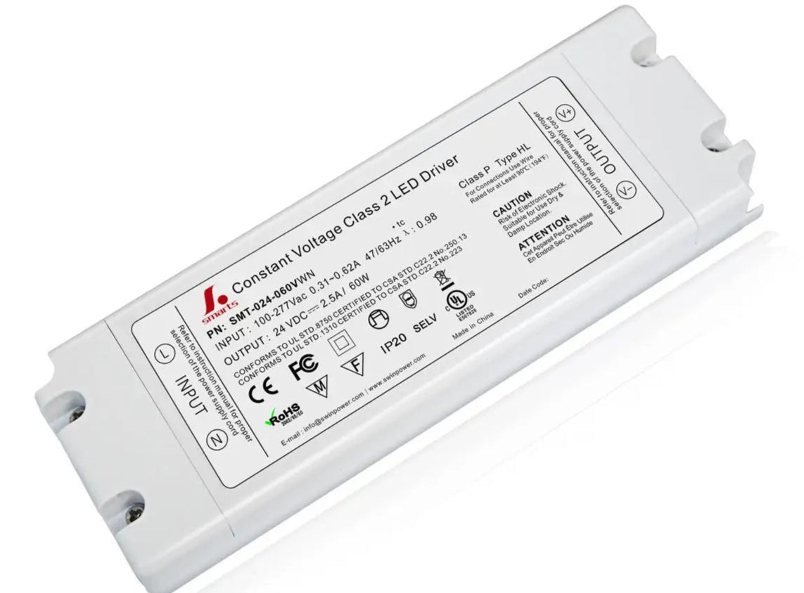 SLIM Class 2 UL listed 120-277V AC To 12V DC Triac Dimmable Drivers for Led Strip Lighting.
