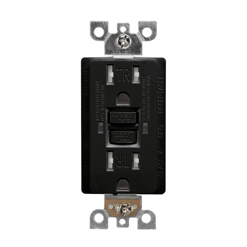 15A Black GFCI(TR) With LED Light