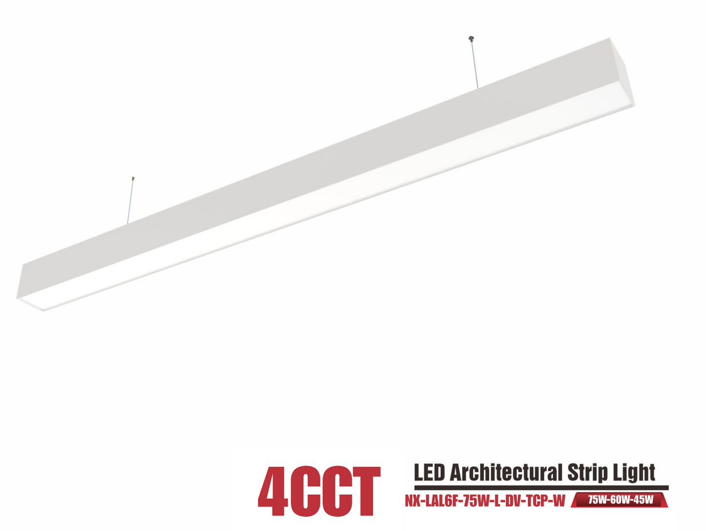 6 ft LED Architectural Linear Light – Up/Down Adjustable, White (NX-LAL6F-75W-L-DV-TCP-W)
