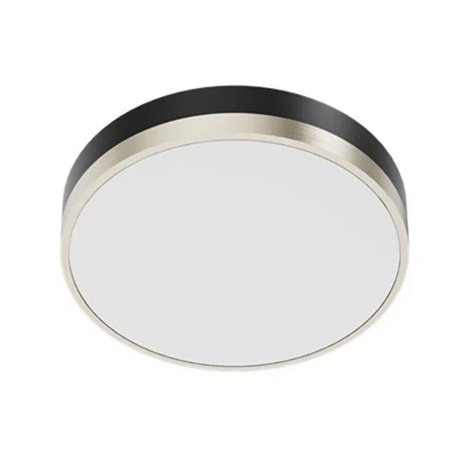 Votatec 12" Decorative Flat Band LED Flush Mount — 5-CCT (Black/White Frame, Brushed Accents)