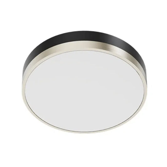 Plafonnier décoratif à DEL Votatec 12 po avec bande plate — 5-CCT (Cadre noir/blanc, accents brossés)