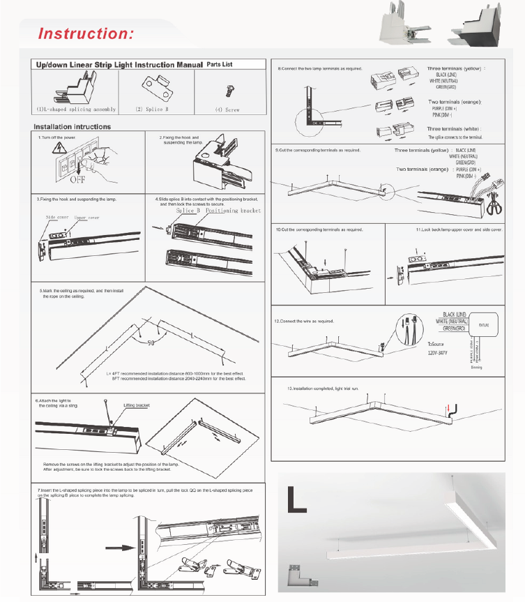 8 ft LED Architectural Linear Light  Up/Down Adjustable, Black (NX-LAL8F-100W-L-DV-TCP-B)