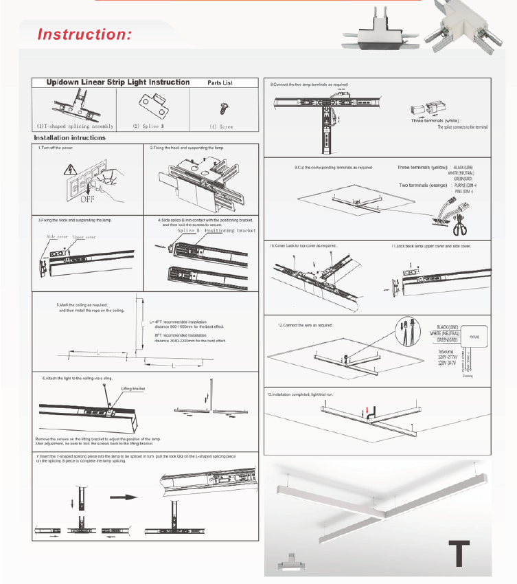 8 ft LED Architectural Linear Light  Up/Down Adjustable, Black (NX-LAL8F-100W-L-DV-TCP-B)