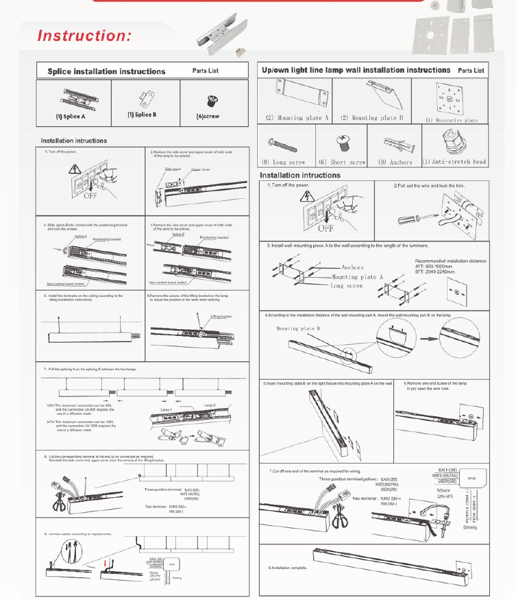 6 ft LED Architectural Linear Light Up/Down Adjustable, Black (NX-LAL6F-75W-L-DV-TCP-B)