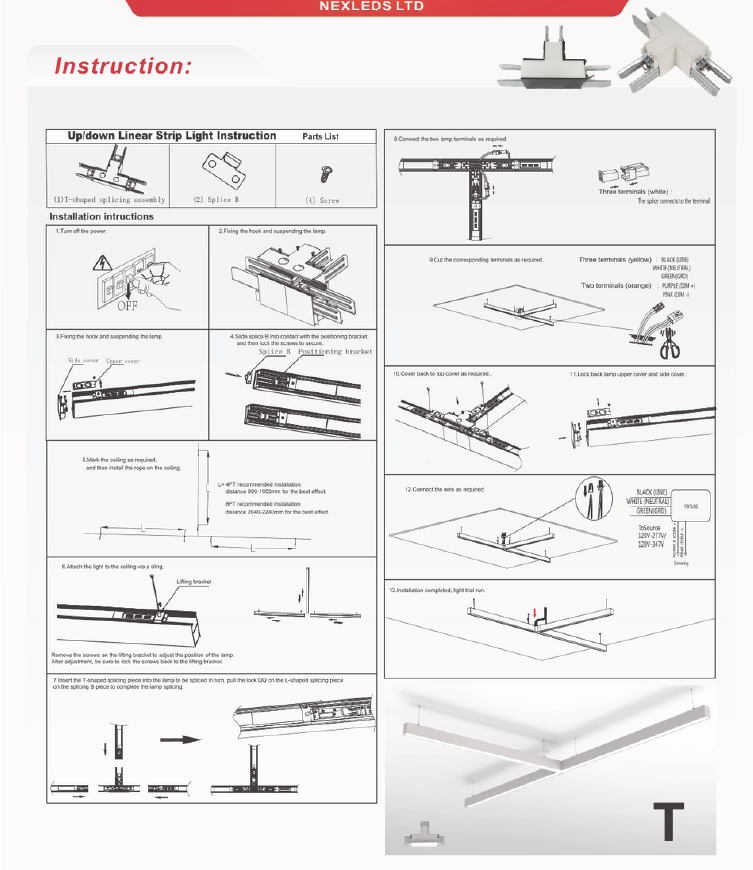 6 ft LED Architectural Linear Light Up/Down Adjustable, Black (NX-LAL6F-75W-L-DV-TCP-B)