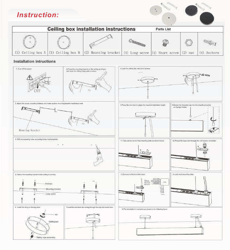 4 ft LED Architectural Linear Light  Up/Down Adjustable, Black (NX-LAL4F-50W-L-DV-TCP-B)
