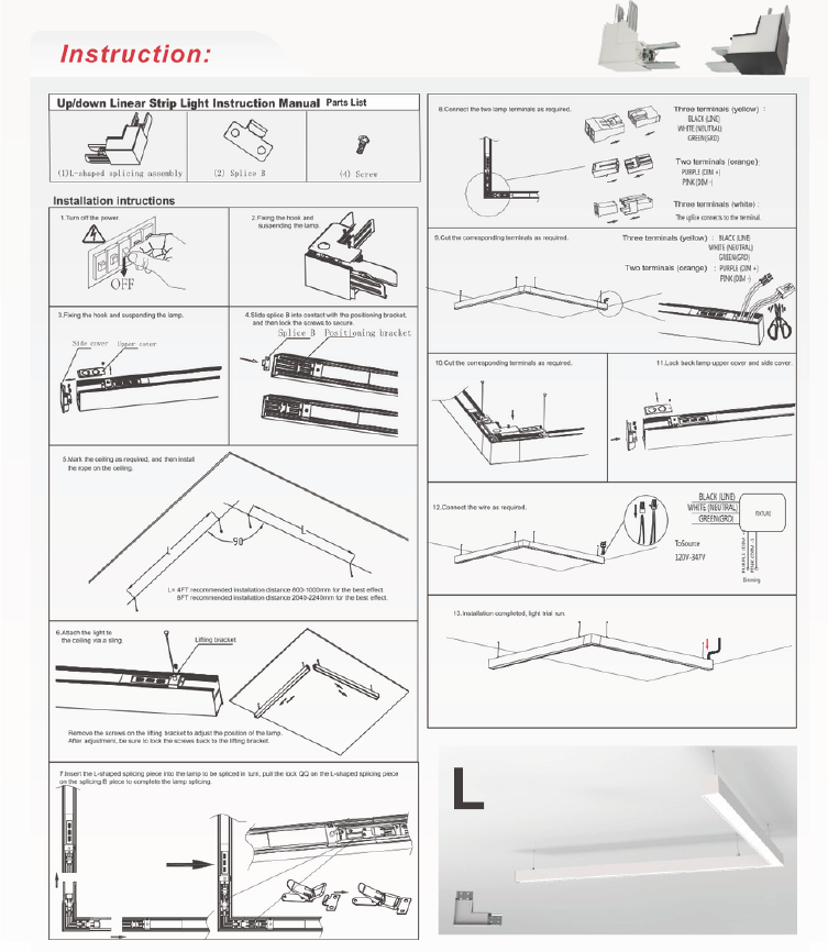 4 ft LED Architectural Linear Light  Up/Down Adjustable, Black (NX-LAL4F-50W-L-DV-TCP-B)