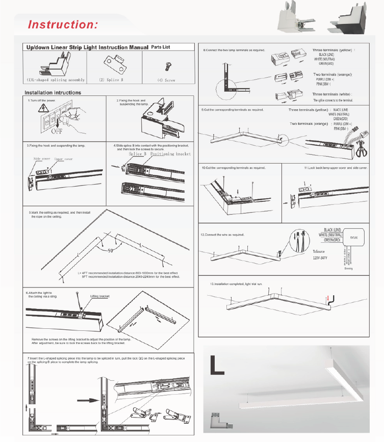 2 ft LED Architectural Linear Light Up/Down Adjustable, Black (NX-LAL2F-25W-L-DV-TCP-B)