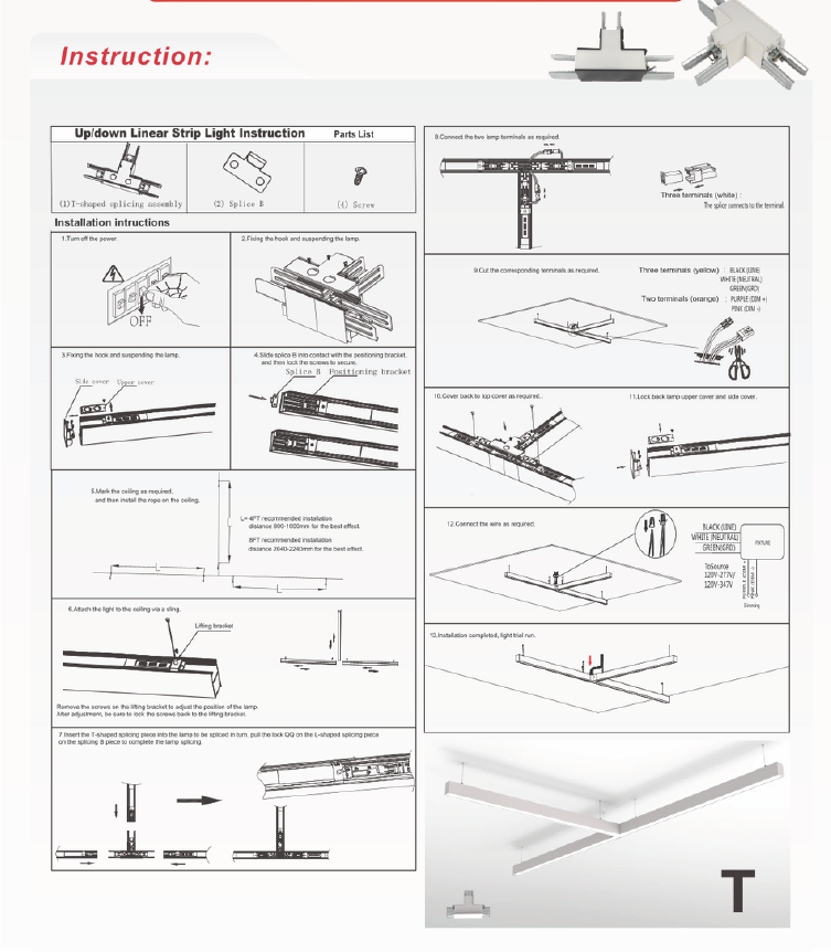 4 ft LED Architectural Linear Light  Up/Down Adjustable, Black (NX-LAL4F-50W-L-DV-TCP-B)