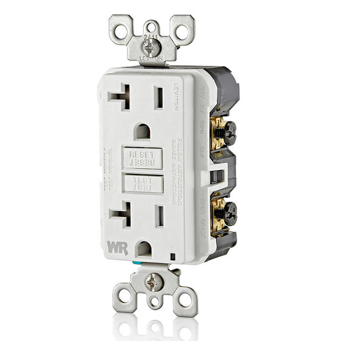 Leviton 20 Amp GFCI Weather-Resistant Outlet (GFTR-2W), Self Test, Tamper-Resistant with LED Indicator Light