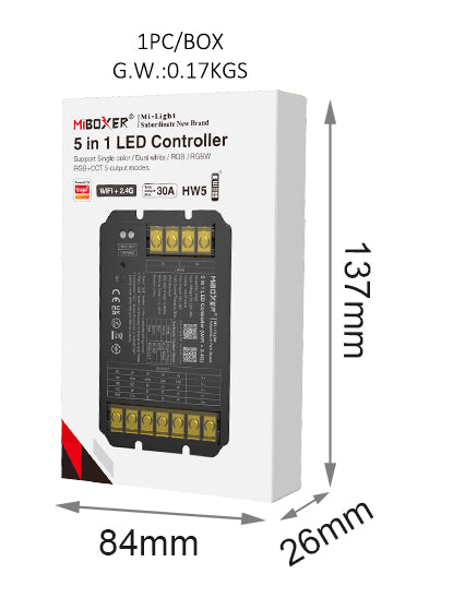 HW5 5 in 1 LED Controller (WiFi+2.4G) Output Max 30A
