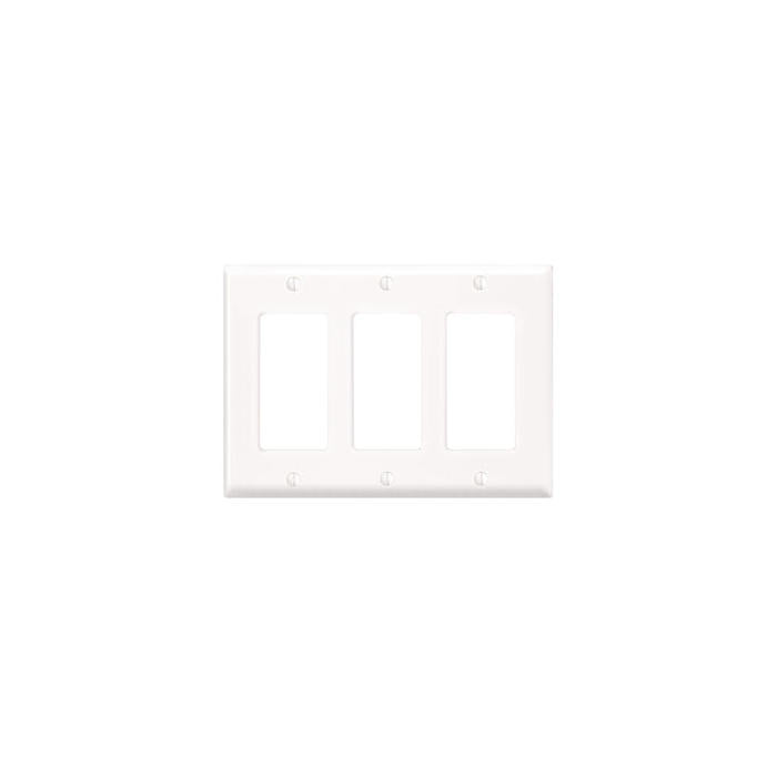 Leviton 3-Gang Decora/GFCI Device Wallplate, Size, Thermoplastic Nylon, White (80411-NW)