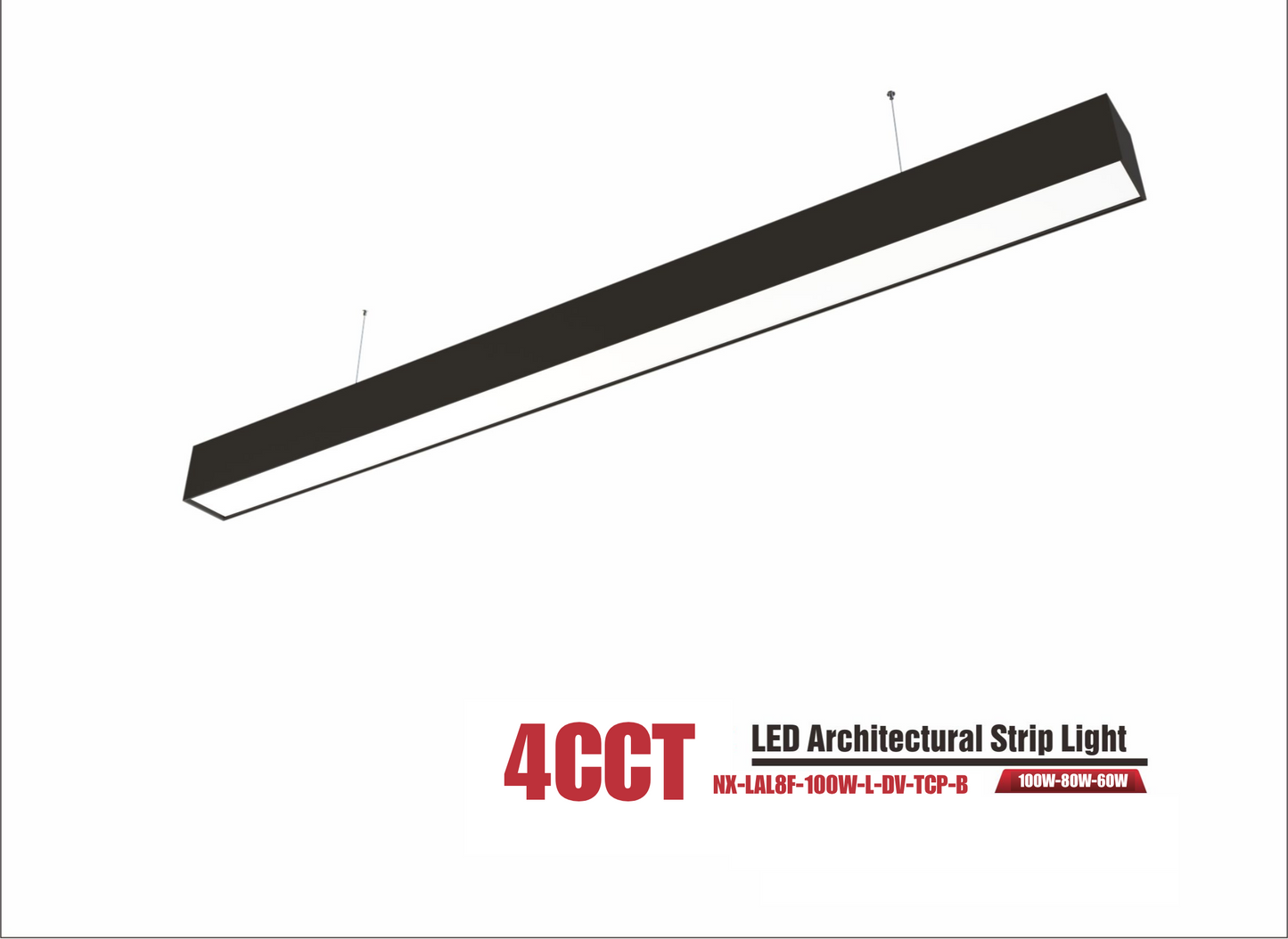 8 ft LED Architectural Linear Light  Up/Down Adjustable, Black (NX-LAL8F-100W-L-DV-TCP-B)