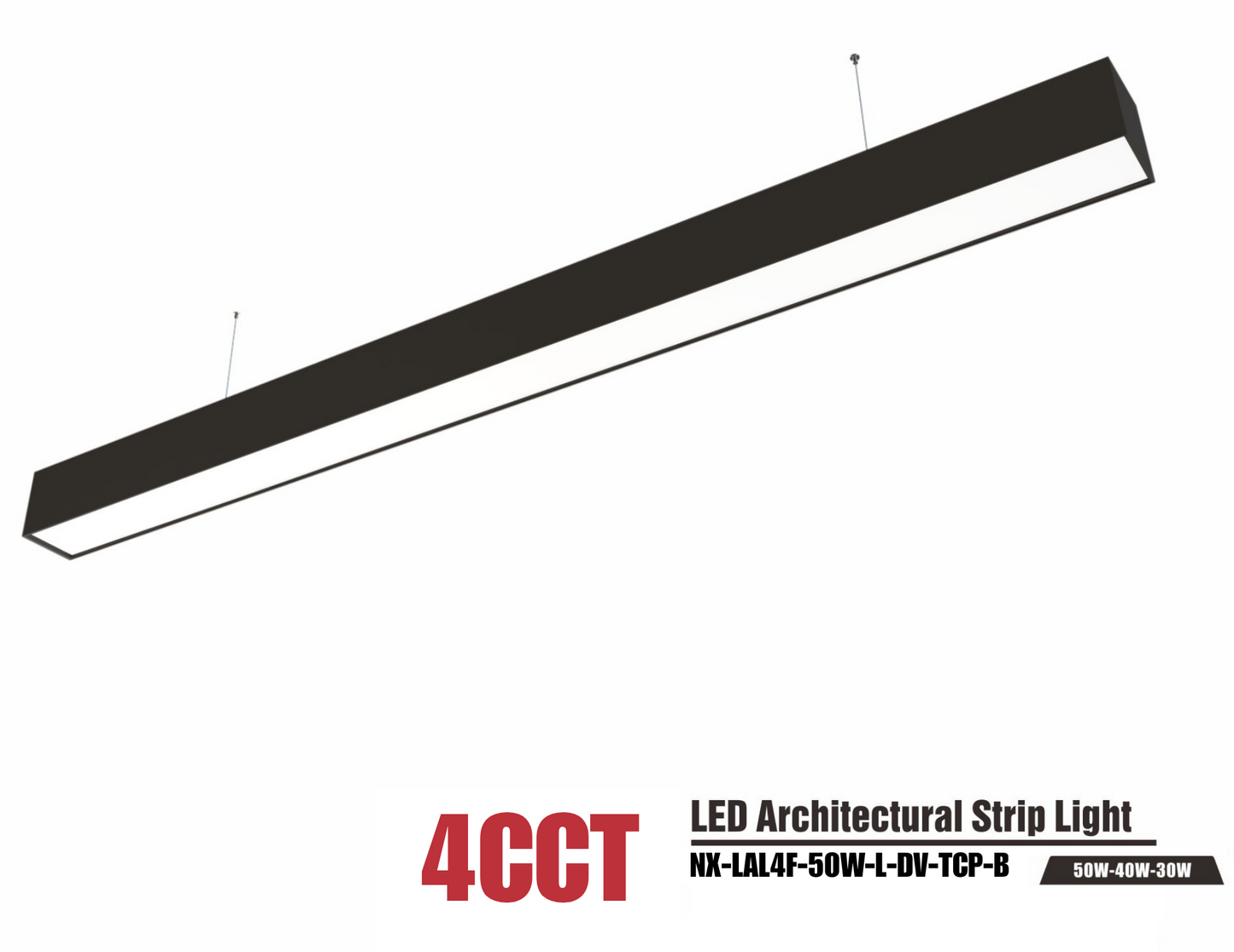 4 ft LED Architectural Linear Light  Up/Down Adjustable, Black (NX-LAL4F-50W-L-DV-TCP-B)