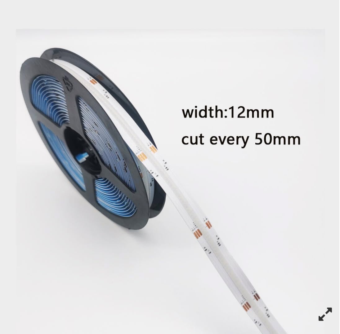 NEXLED RGBW COB LED Strip Light — 16W/M, 24V, RGB + 3000K,CRI>90, 12mm PCB, 5M Roll (UL Listed)
