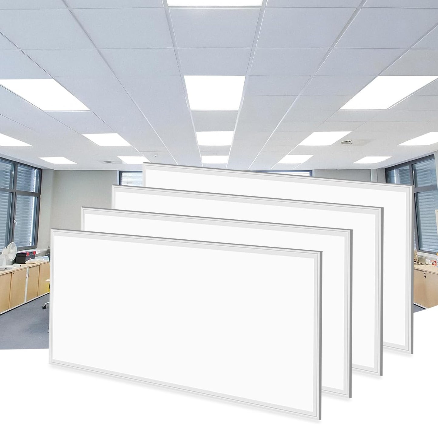 JC 2x4 LED Panel Light Backlit - 3CCT -Wattage Adjustable ,120-347V, 0-10V Dimmable-ETL (2 Pack)