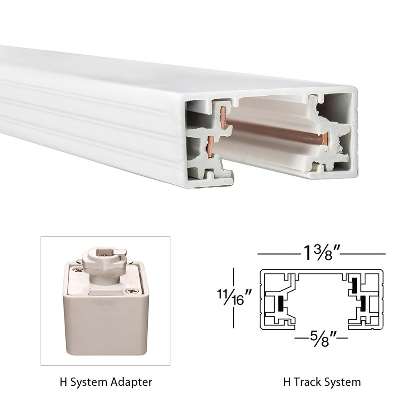 Votatec H-Track Rail 4 ft , 3 wire, Single Circuit led track , White or Black