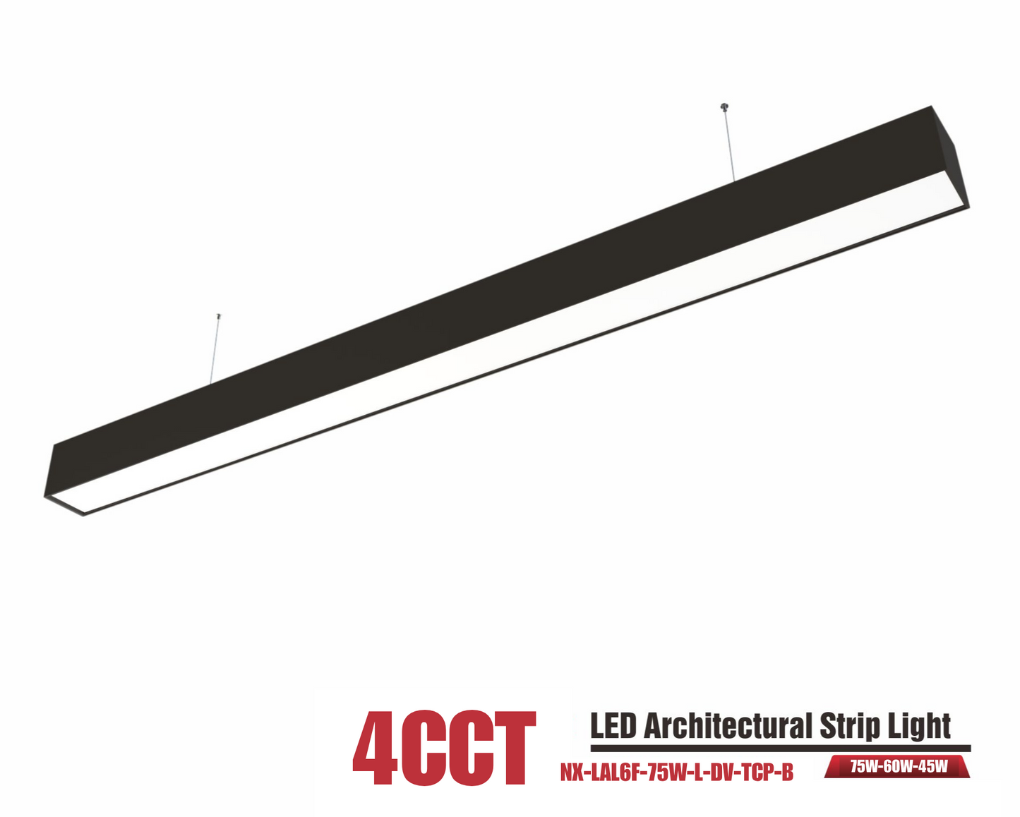 6 ft LED Architectural Linear Light Up/Down Adjustable, Black (NX-LAL6F-75W-L-DV-TCP-B)