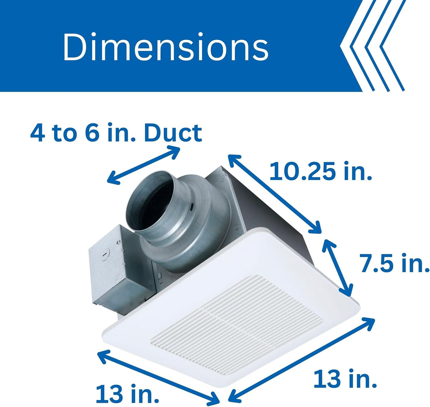 FV0511VQ1 PANASONIC BATHROOM FAN 50-80-100 CFM 4 IN MULTI-SPEED 0.3 SONE FLEX-Z BRACKET WHISPERCEILING DC