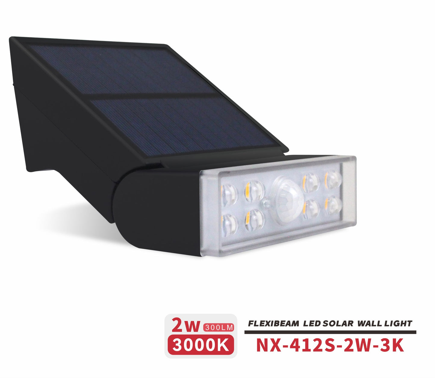 Nexled Flexibeam Solar Wall Light — 2W, 300lm, 3000K, IP65