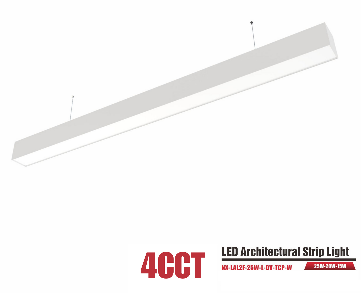 2 ft LED Architectural Linear Light Up/Down Adjustable, White (NX-LAL2F-25W-L-DV-TCP-W)