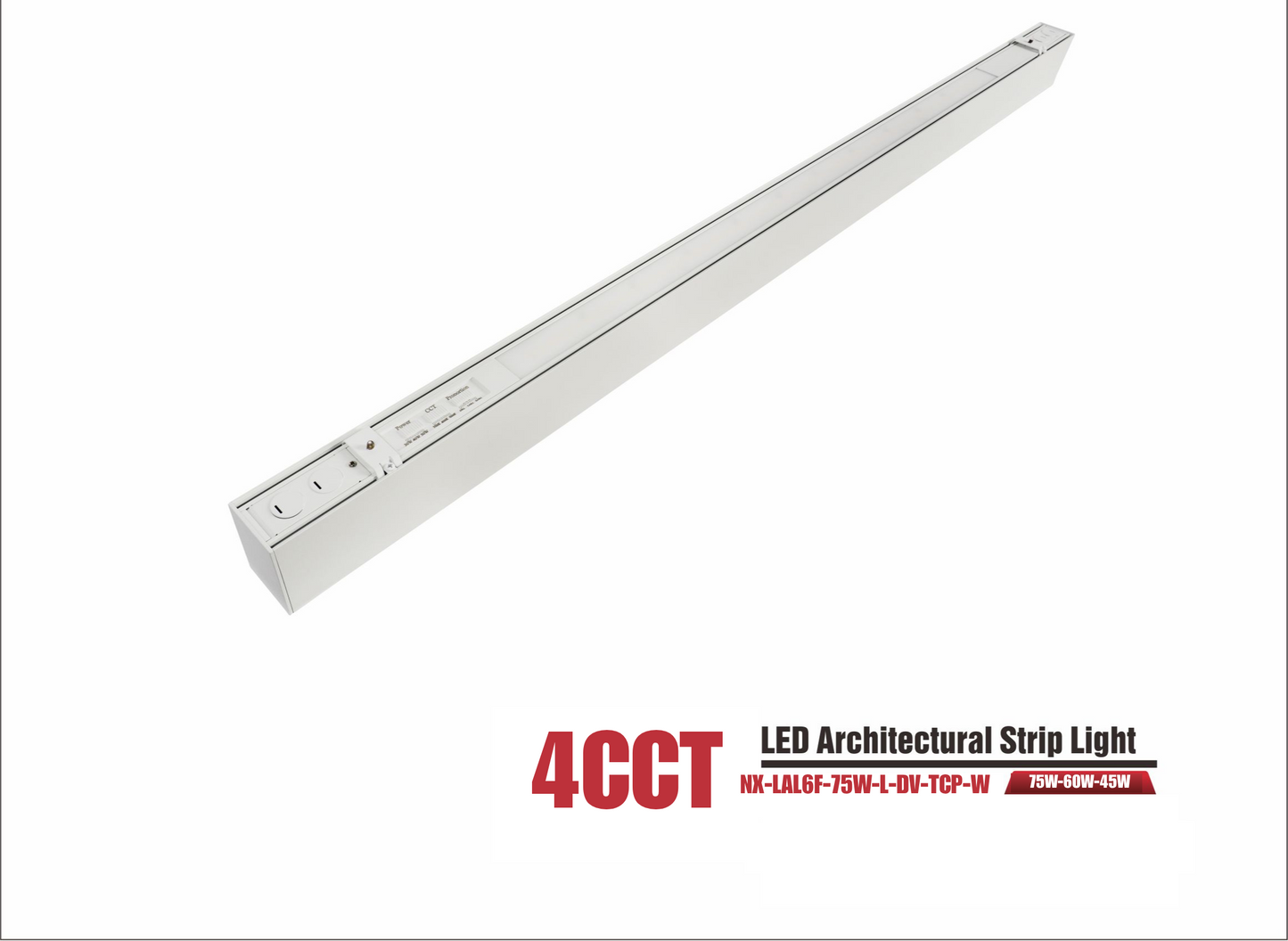 6 ft LED Architectural Linear Light – Up/Down Adjustable, White (NX-LAL6F-75W-L-DV-TCP-W)