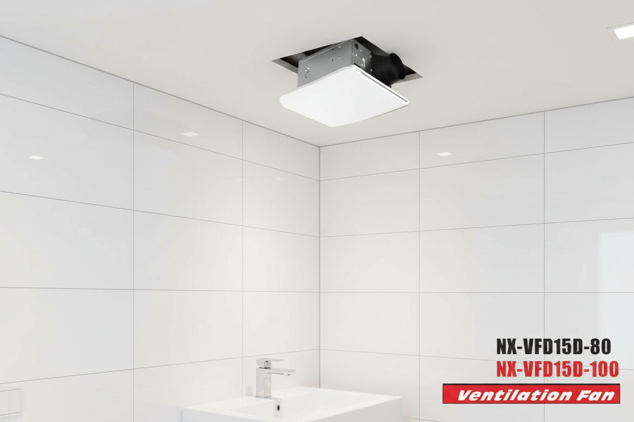 Bathroom Ventilation Fan — 50/80/100 CFM Models, 4" Duct, HVI Certified (ETL)
