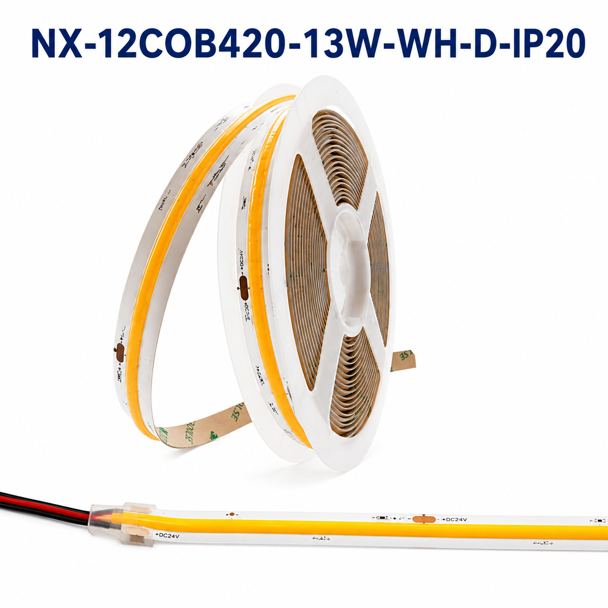 NEXLED DIGITAL 3000K LED COB Strip Light — ADDRESSABLE,CHASE SERIES,13W/M, 24V, 5M Roll (UL Listed)