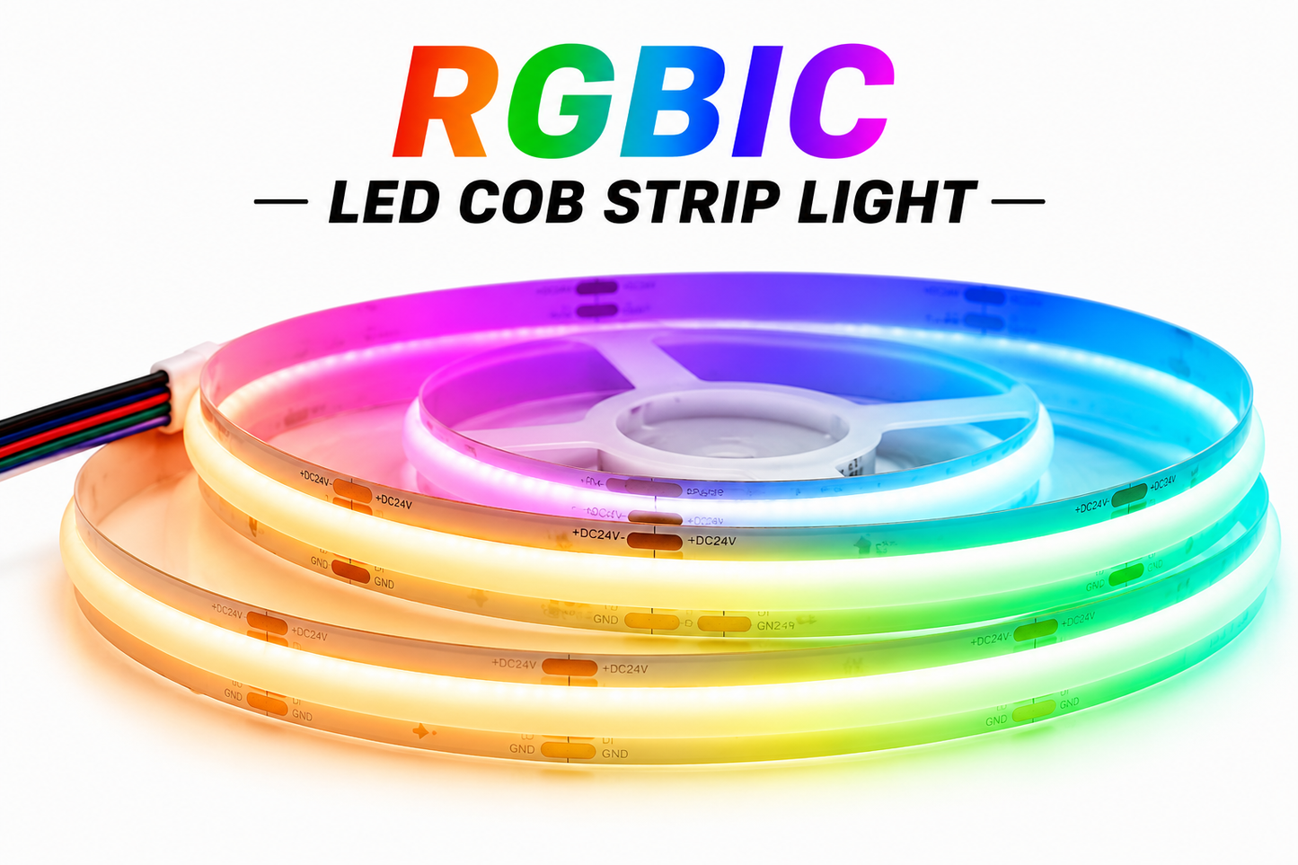 RGBIC LED COB Strip Light — ADDRESSABLE, CHASE SERIES, 16W/M RGBW, 24V, 5M Roll (UL Listed)
