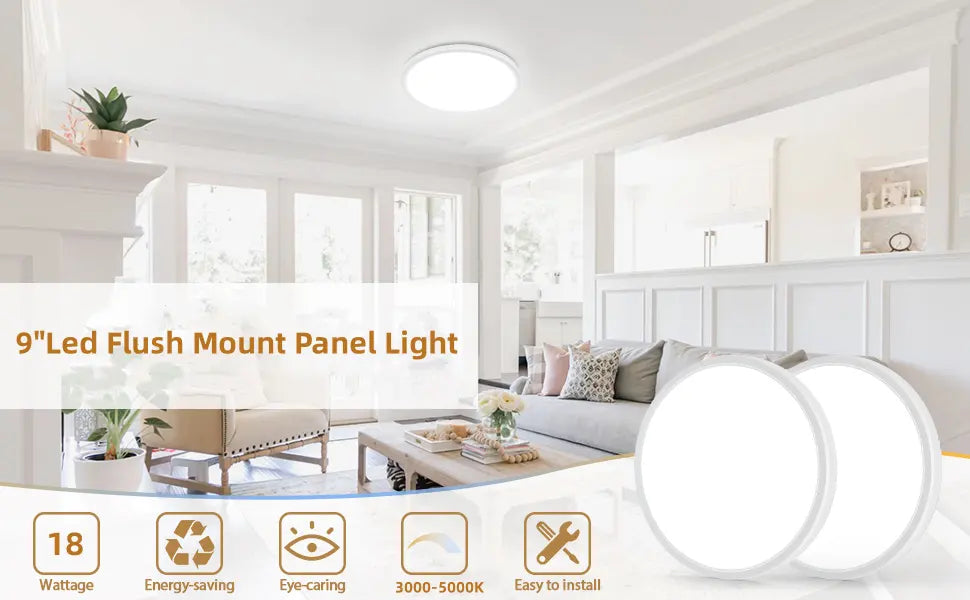 5/7/9/12/15in Dimmable ETL LED Flush Mount Ceiling Light Low Profile Ultra-Thin Round Panel Light for Kitchen Living Dining