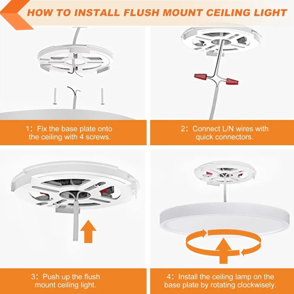 5/7/9/12/15in Dimmable ETL LED Flush Mount Ceiling Light Low Profile Ultra-Thin Round Panel Light for Kitchen Living Dining