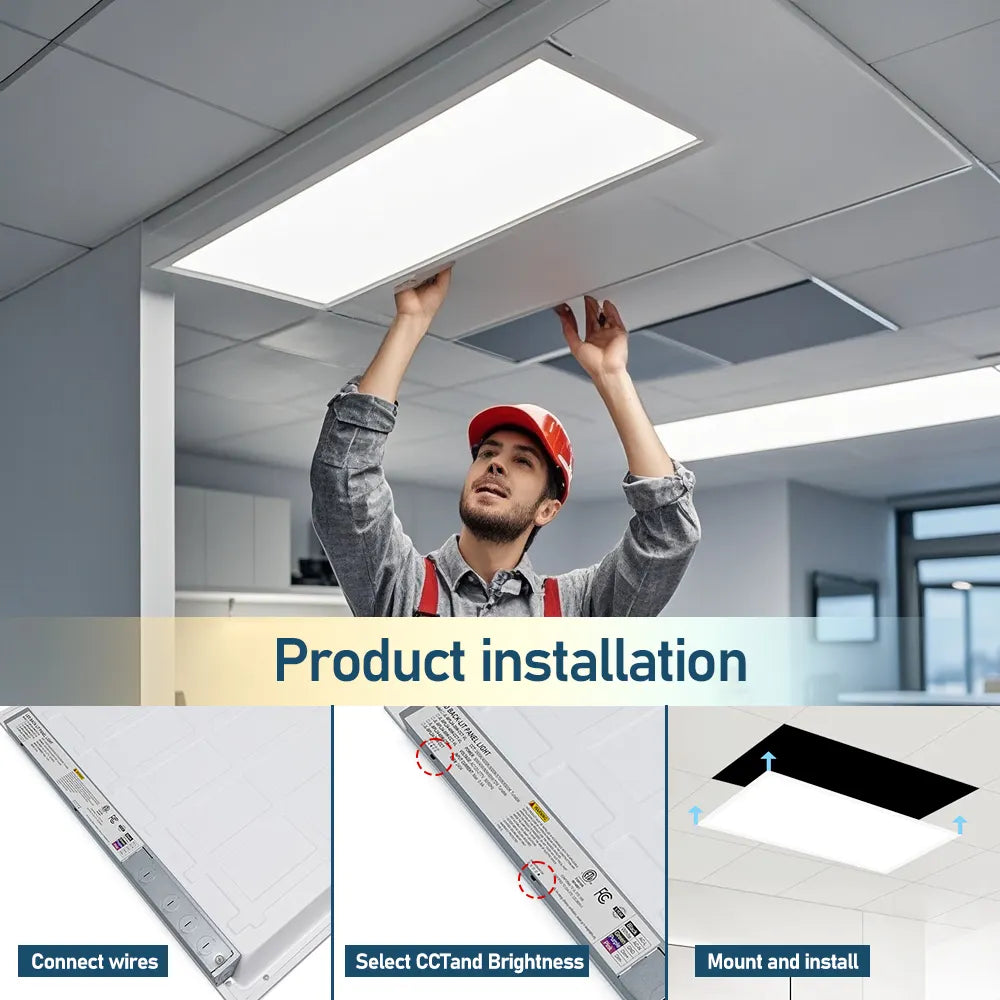 4 PACK 1x4 LED Panel Light Backlit Smart Ready 3CCT Wattage Adjustable 120-277V Dimmable ETL
