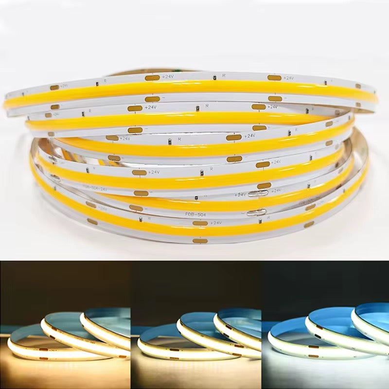 NEXLED COB LED Strip Light — 10W/M, 24V, 1000lm/m, CRI90, IP20, 5M Roll (UL Listed)