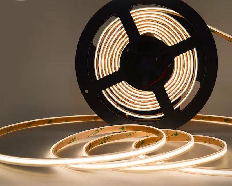 NEXLED COB LED Strip Light — 8W/M, 24V, 840lm/m, Multi IP Rating, 5M Roll (UL Listed)
