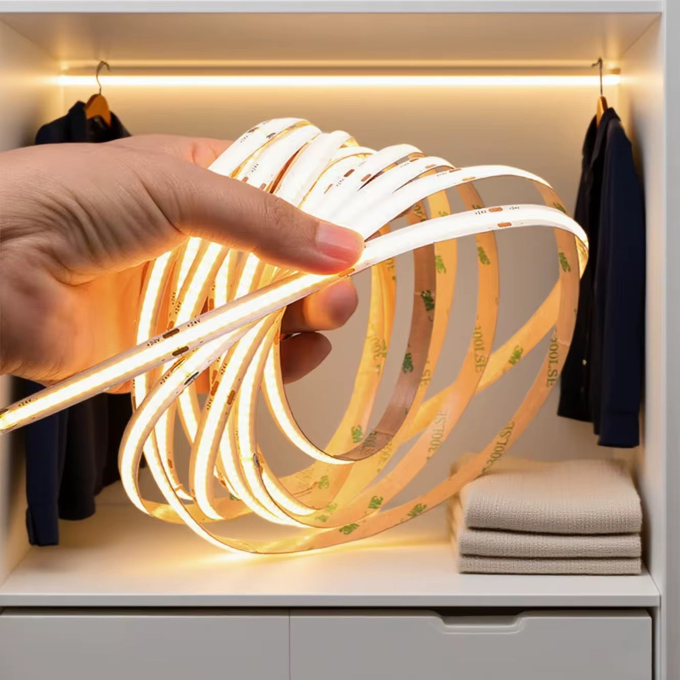 NEXLED COB LED Strip Light — 10W/M, 24V, 1000lm/m, CRI90, IP20, 5M Roll (UL Listed)