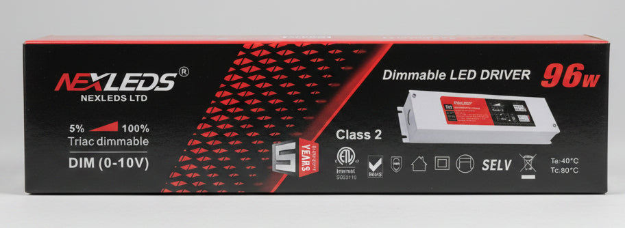 Nexled LED Driver — Class 2, 24V, Triac + 0-10V Dimmable, 24W-96W (ETL)