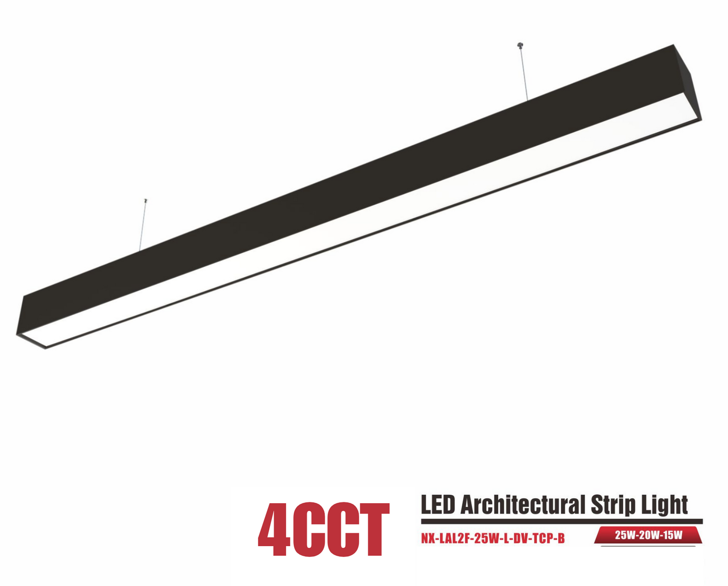 2 ft LED Architectural Linear Light Up/Down Adjustable, Black (NX-LAL2F-25W-L-DV-TCP-B)