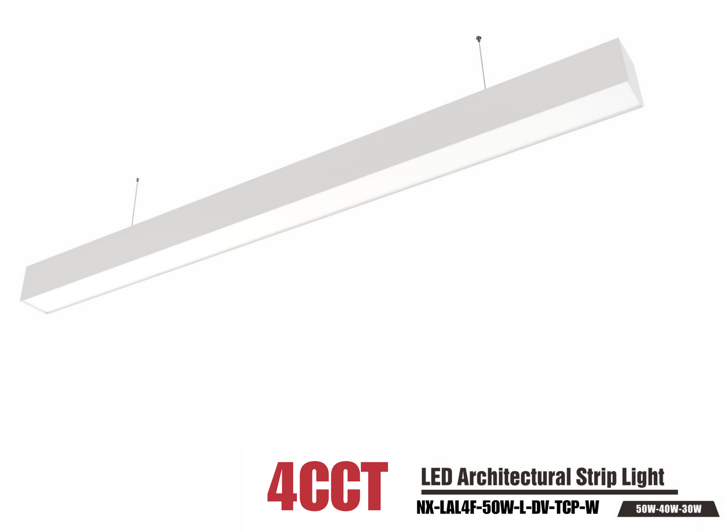 4 ft LED Architectural Linear Light Up/Down Adjustable, White (NX-LAL4F-50W-L-DV-TCP-W)