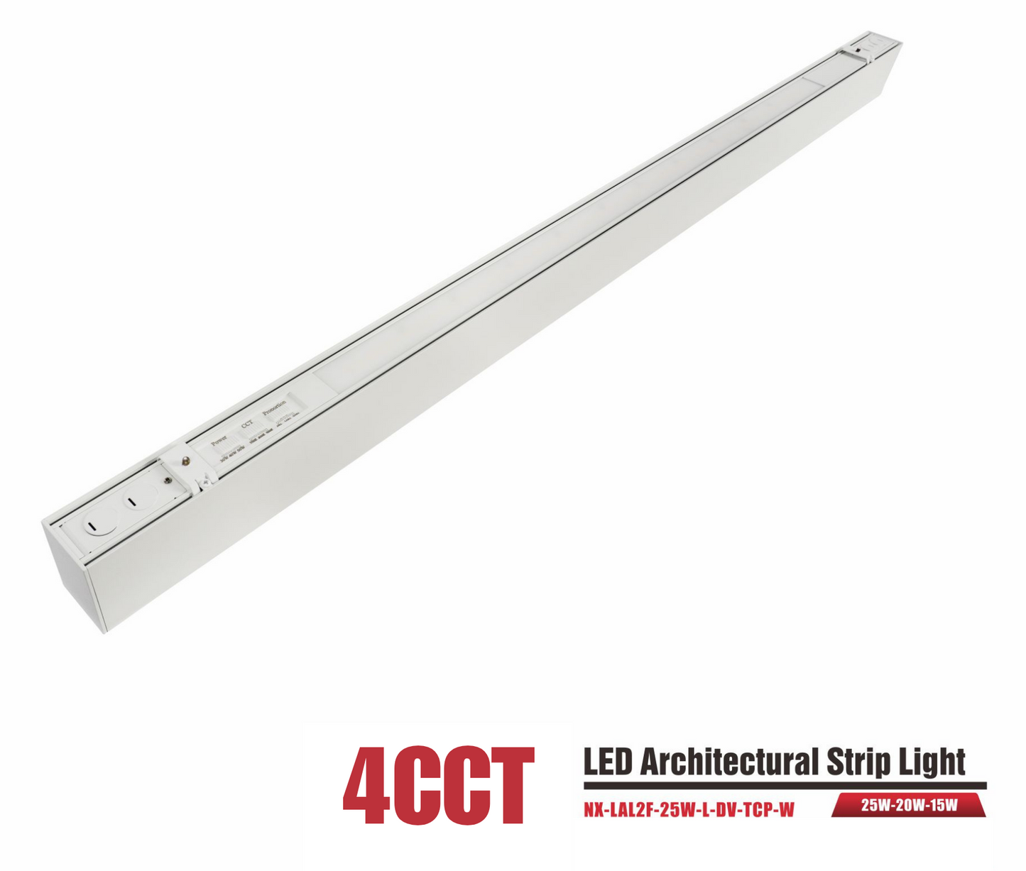 2 ft LED Architectural Linear Light Up/Down Adjustable, White (NX-LAL2F-25W-L-DV-TCP-W)