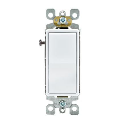 LEVITON 5603-2W Decora 15 Amp 3-Way Rocker Switch, White