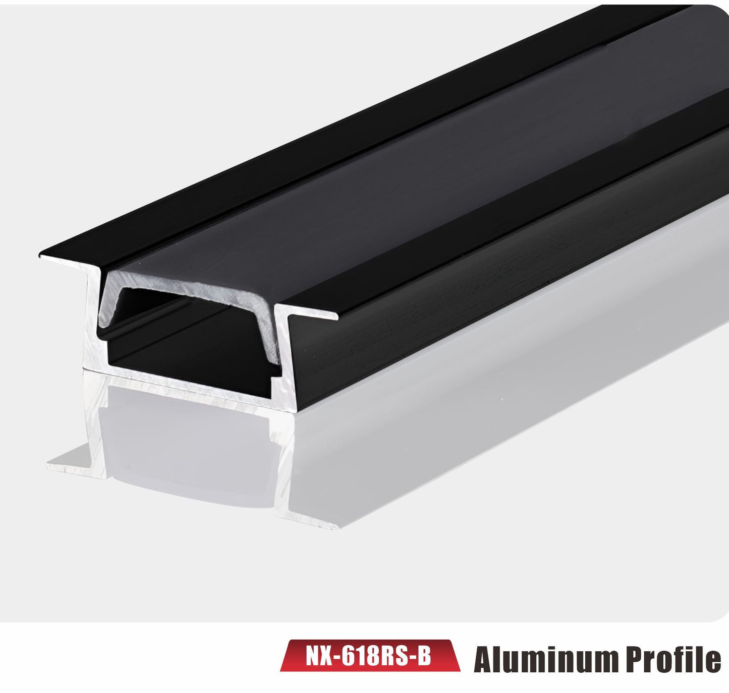 Recessed LED Aluminum Profile (Black) NX-618RS-B (3M / 10ft)